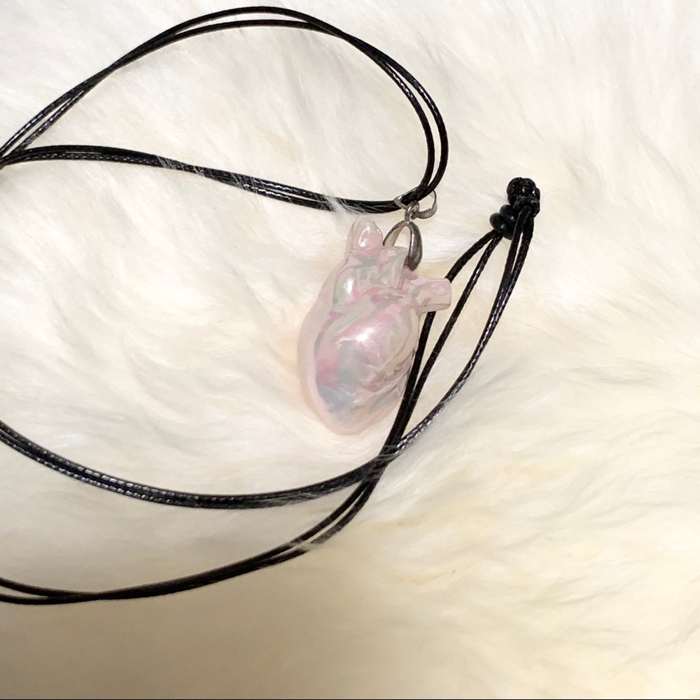HOLOGRAPHIC anatomical heart pendent necklace
